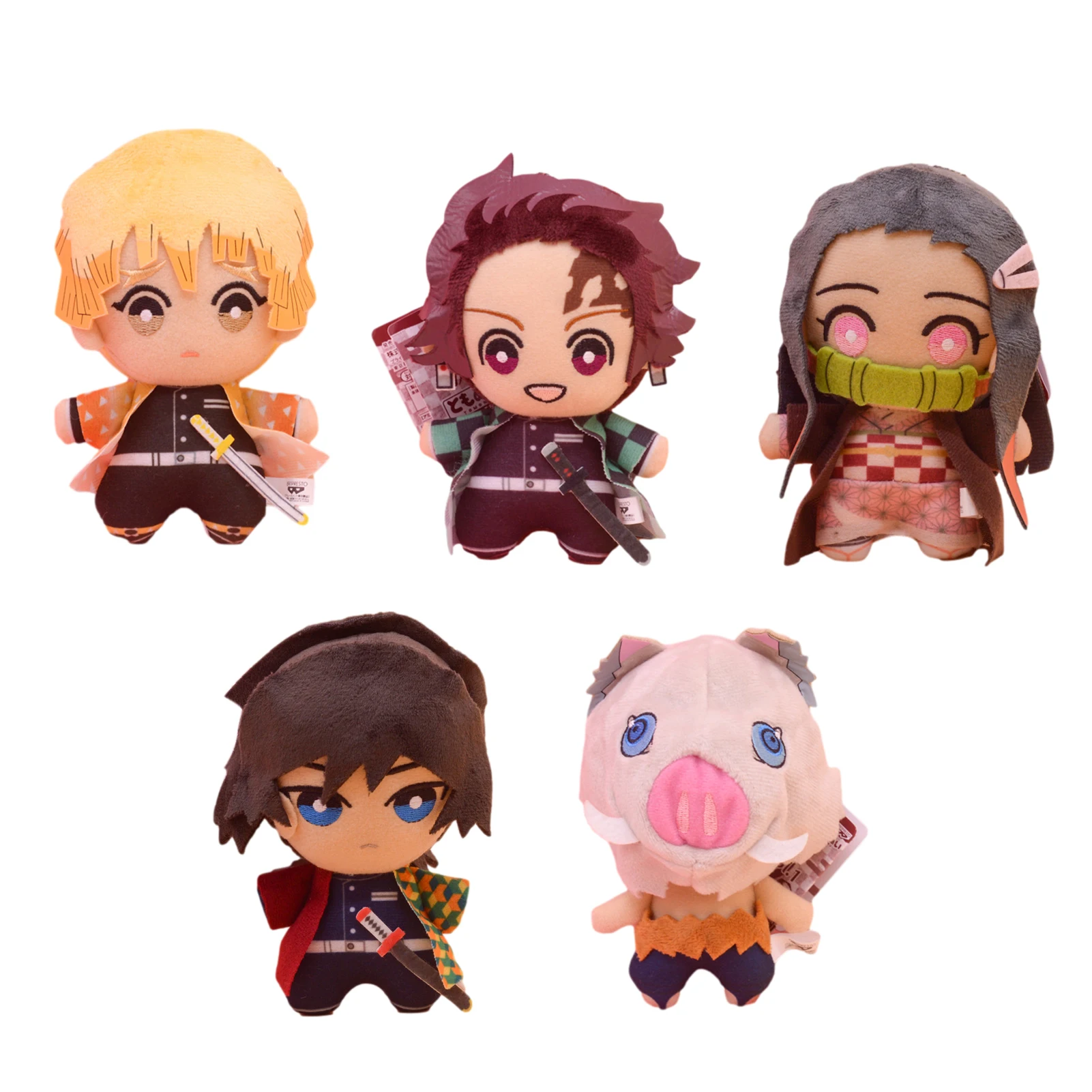 15cm Demon Slayer Plush Toys Anime Figure Kamado Tanjirou Zenitsu Inosuke Kamado Nezuko Cute Cartoon Stuffed Dolls Kids Gifts