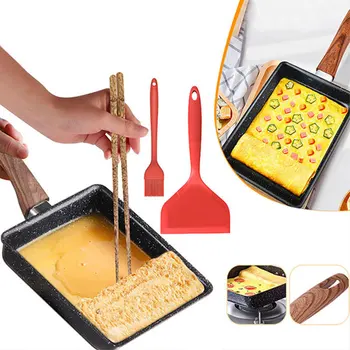 Tamagoyaki Japanese Omelette Pan Nonstick Egg Pan Skillet Rectangle Tamago Pan Small Egg Frying Pan with Cooking Tools 1
