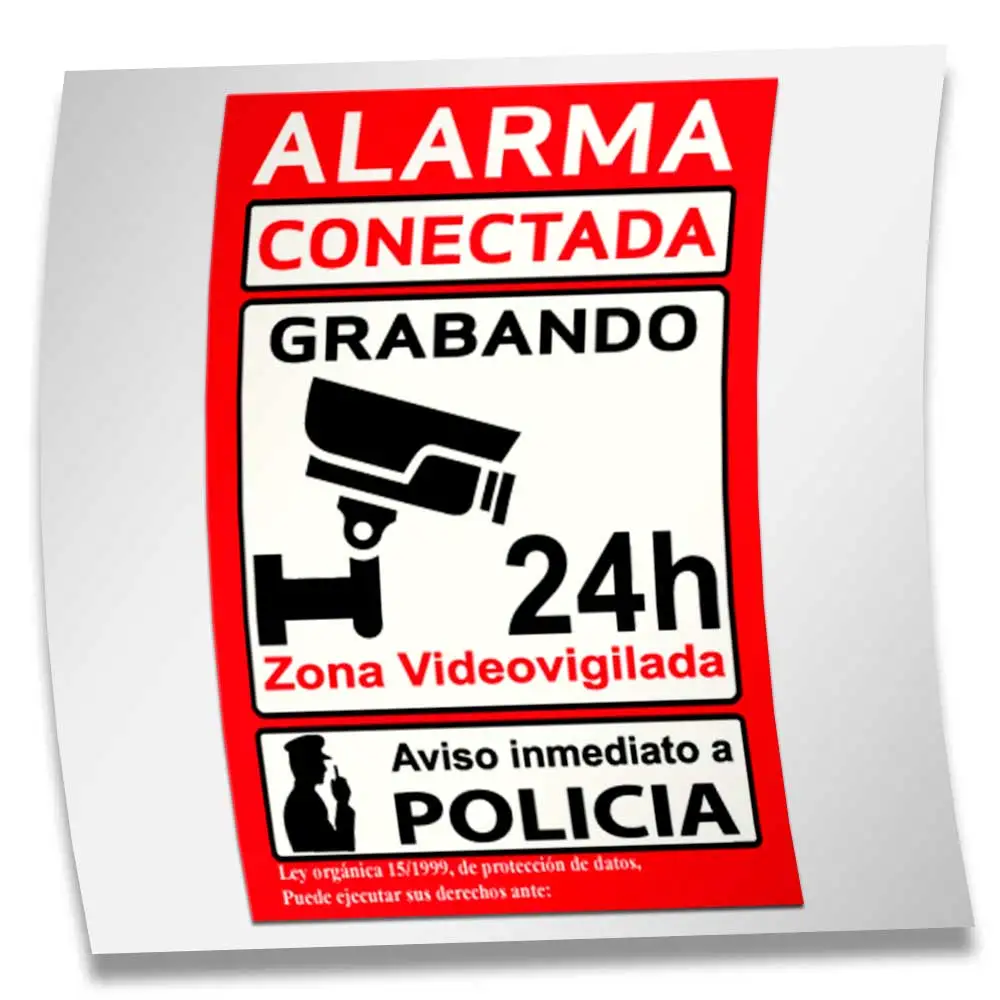 Pegatina A6 Zona Vigilada Adhesiva Camara de vigilancia