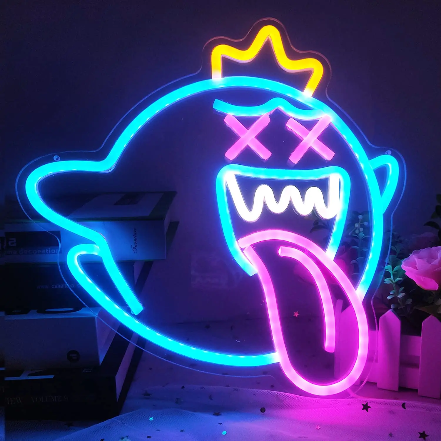 UExnkj-Y Skull Luci al Neon scheletro insegne al neon alimentato tramite USB con interruttore decorazione da parete per camera da letto di halloween lampade neon