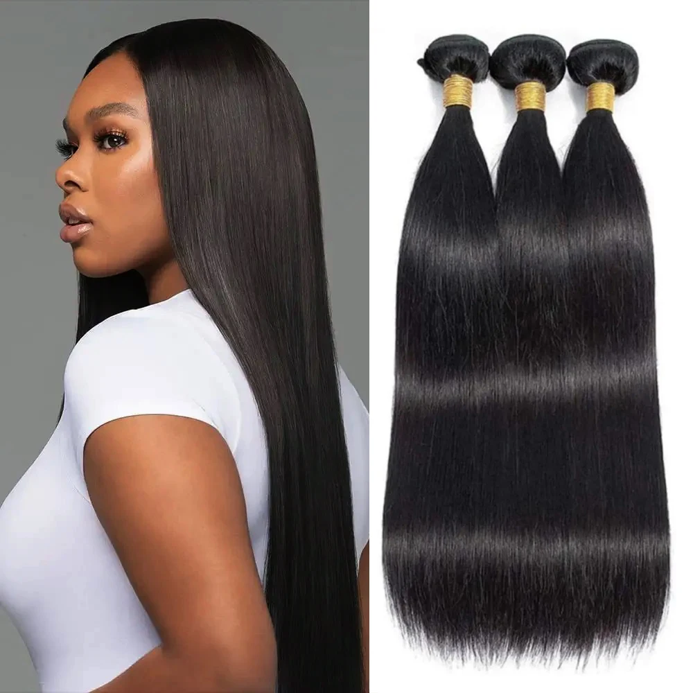 Human Hair Bundles Straight Brazilian 100% Unprocessed Hair Weaving 1/3 PCS Remy Human Bundles 26 28 30 Inch Weft For Women
