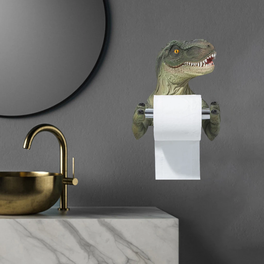 3D Dinosaur Holder Roll Paper Storage Rack paper towel holder toilet paper holder toilet paper rack toilet roll holder paper towel rack tissue holder For Bathroom Shower Room Wall Mounted Toilet Paper Holder Tissue Rack