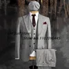 2022Men's 3-piece Suit (Jacket+Vest+Pants) Herringbone Lapel Solid Color Single-breasted Handsome British Style Suitable Wedding 2