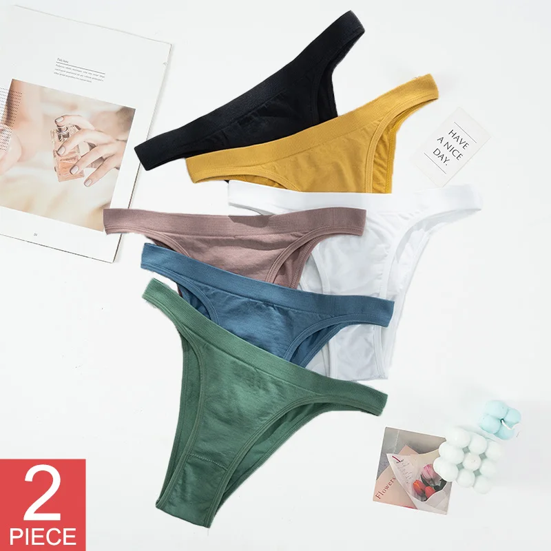 

Women's Panties Seamless Underwear Women Comfortable Panties Female Sexy Thong 2PCS/Set Solid Color Lingerie Female Underpants