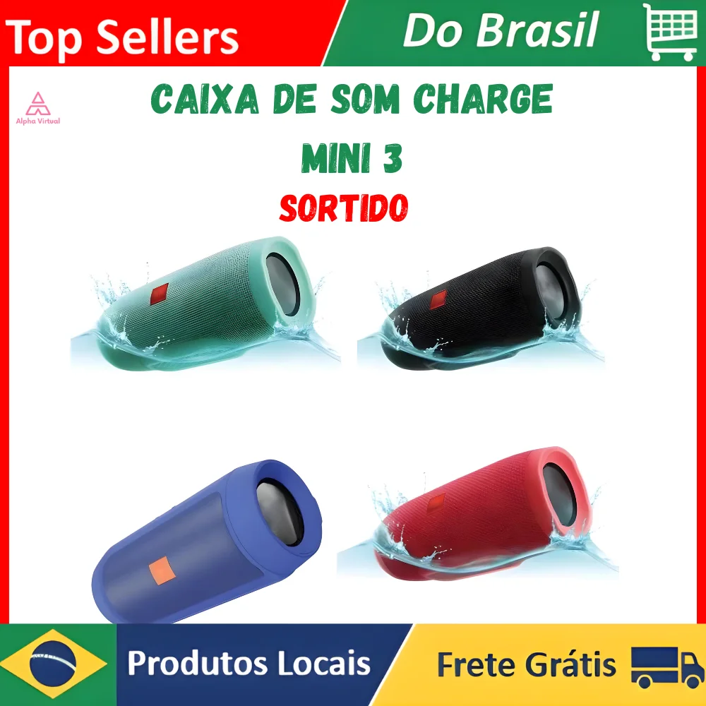Caixa De Som Charge mini 3 Sortido Grave Excelente com cabo de carregamento USB Caixinha