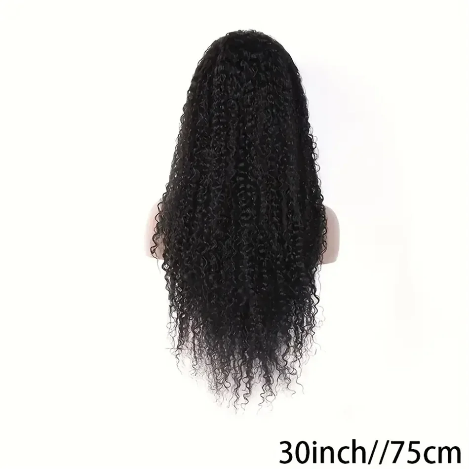 Human Hair Wigs V Part Wig Water Wave Human Hair V Shape 180% Density Natural Color Part Wig Curly 18-32 Inch Brazilian Wigs Machine Made