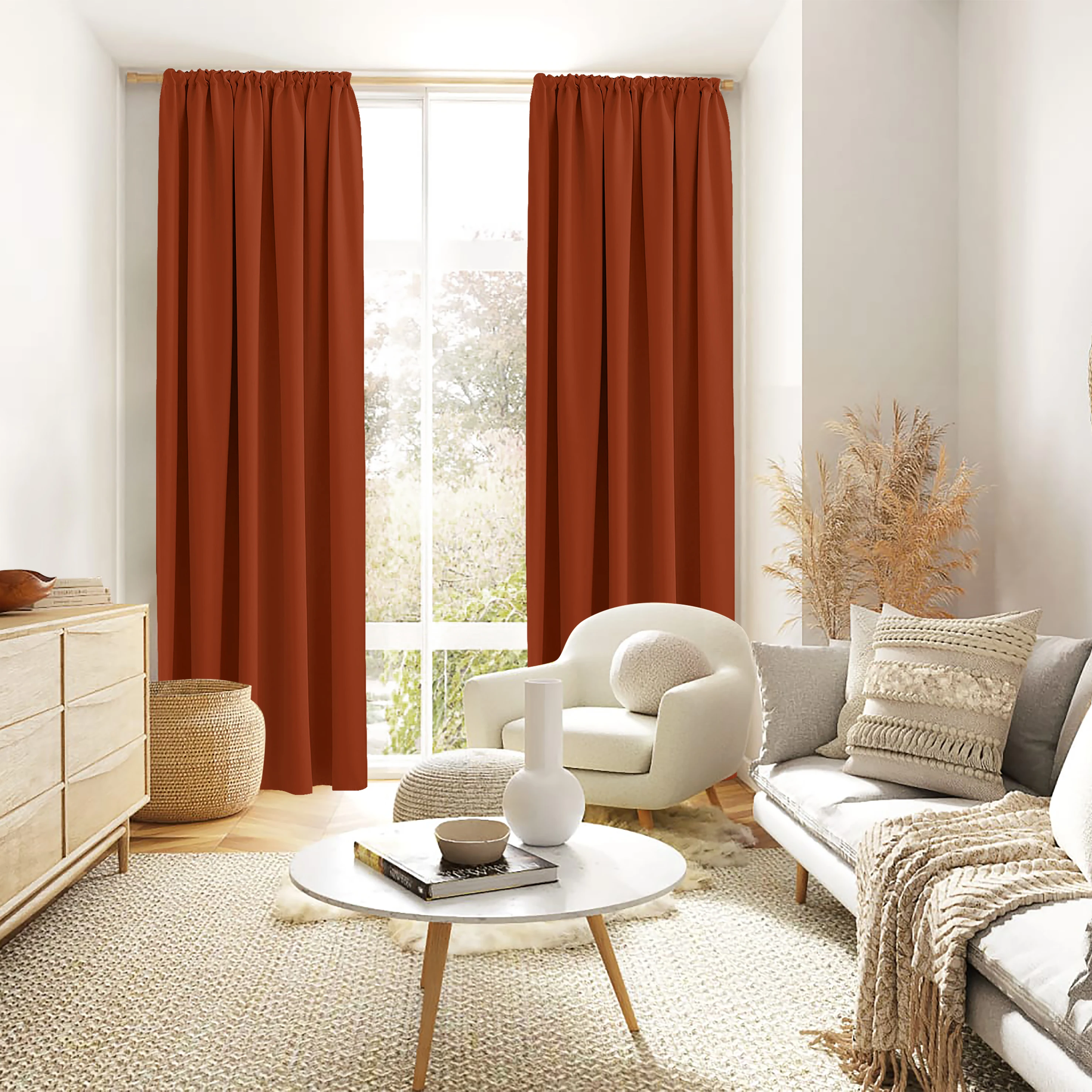 

Brick Red Solid Color Blackout Curtain/Curtains for Living Room, Dining Room, Bedroom, 1 Panel - Soft Textured Honeycomb Fabri