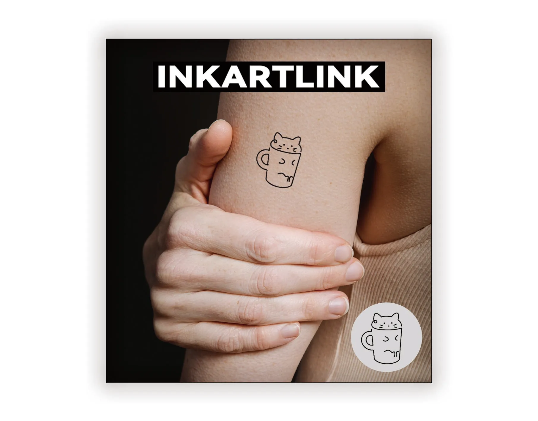 Simple cute kitten Temporary Tattoo,Lasts To 15 Days New Technology Magic Waterproof Semi Permanent Sticker. 3