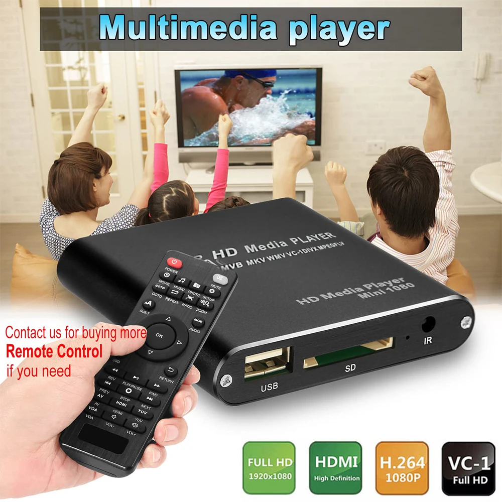 Reproductor Multimedia 4K con USB 3,0, disco duro SATA de 2,5 pulgadas para  USB, HDD, SD, MKV, H.265, AV, TV, AVI, RMVB, WMV, Full HD