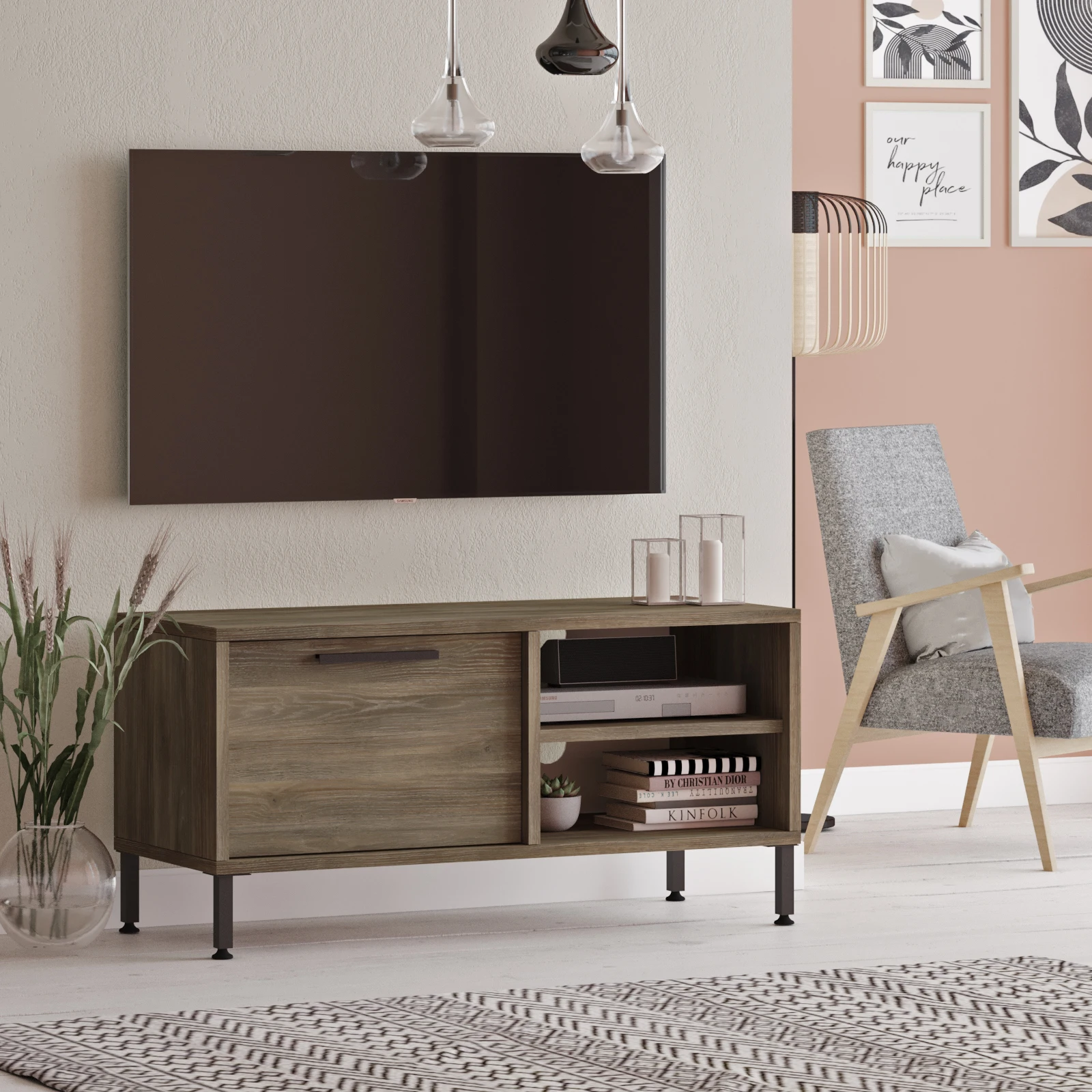 Moderno Nordic Retro Tv Unit Stand Piedistallo In Metallo 90Cm Coperchio Caffè E Soggiorno Componibile Soggiorno Tv Unit