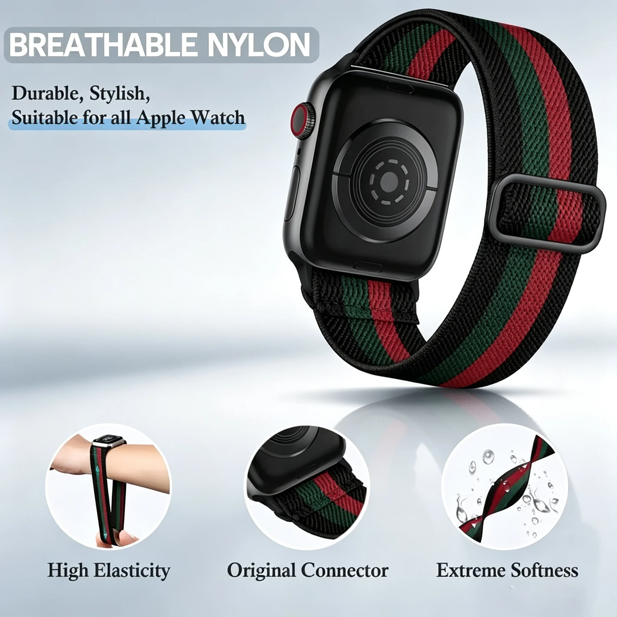 Enhanced Stretchy Nylon Loop Band - Versatile Sport Strap for Wrist, Ankle, and Arm