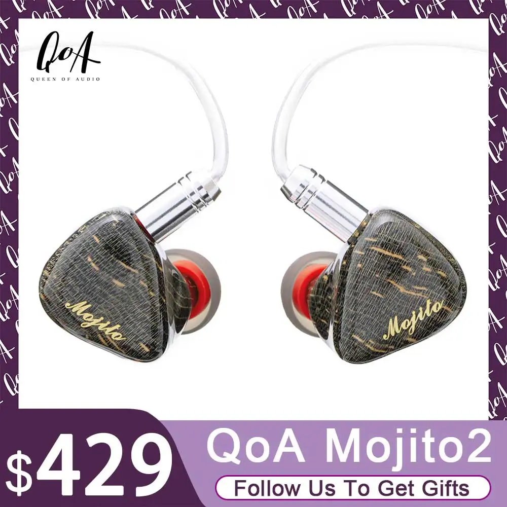 

QOA New Mojito 2 Earphone 2 Sonion BA+4 Knowles 6BA Driver In Ear Monitor HIFI DJ With 2Pin Silver-plated Copper Cable Headset
