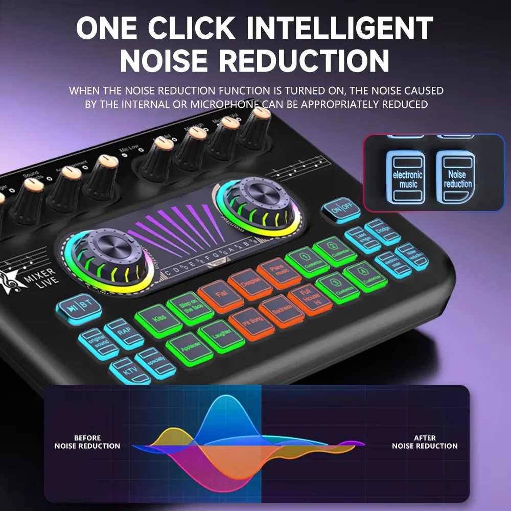 X3 Audio Interface DJ Mixer Sound Card Mixer 14-Effect Podcast for PC phone recording live streaming gaming audio mixer sound card audio interface