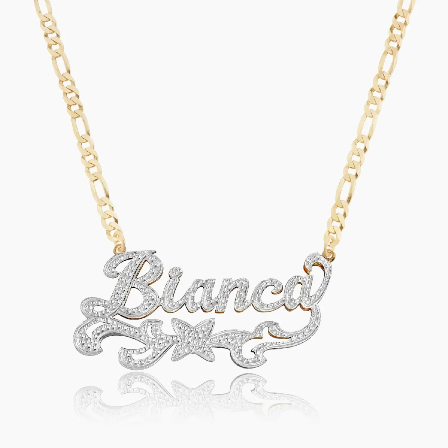 Custom Name Necklace Double Layer Two Tone Double Gold Plated Star Pendant Necklaces With Cuban Chain Jewelry Gift For Women