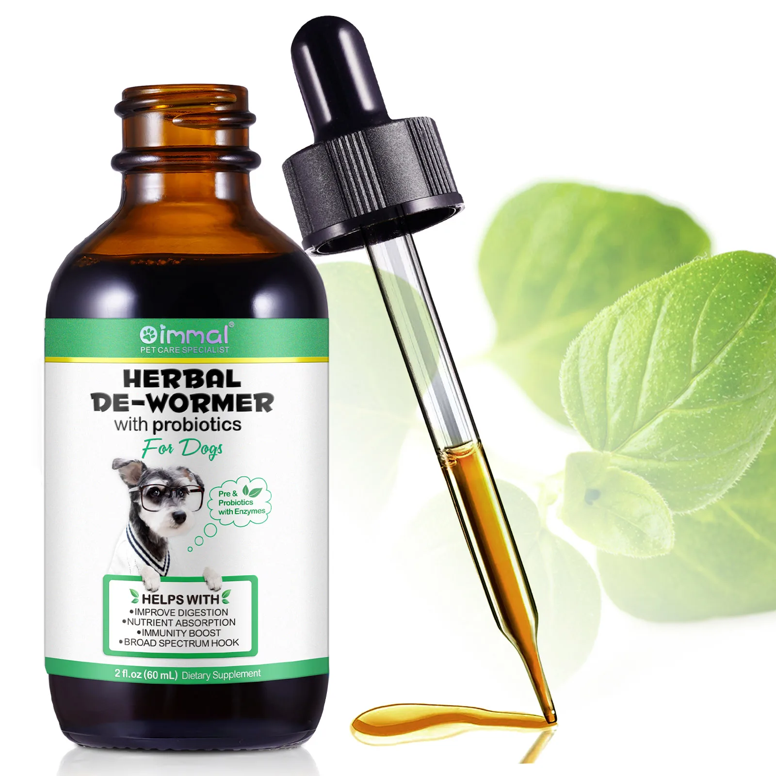 Pet Probiotics Pet Nutrition Supplement Liquid Drops Herbal Dewormer with Probiotics for Dogs