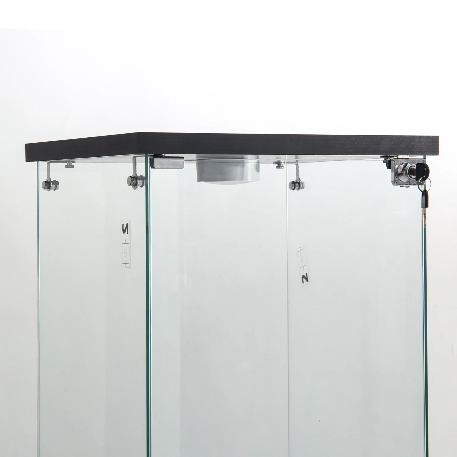Superaly Moderner Freistehender Vitrinenschrank, 3 Etagen aus Sicherheitsglas mit Einzeltür, für Büro und Wohnzimmer, Schwarz – Detail 9