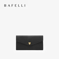 BAFELLI Designer Cat Head Genuine Leather Long Wallet for Women with Multi-card Slots