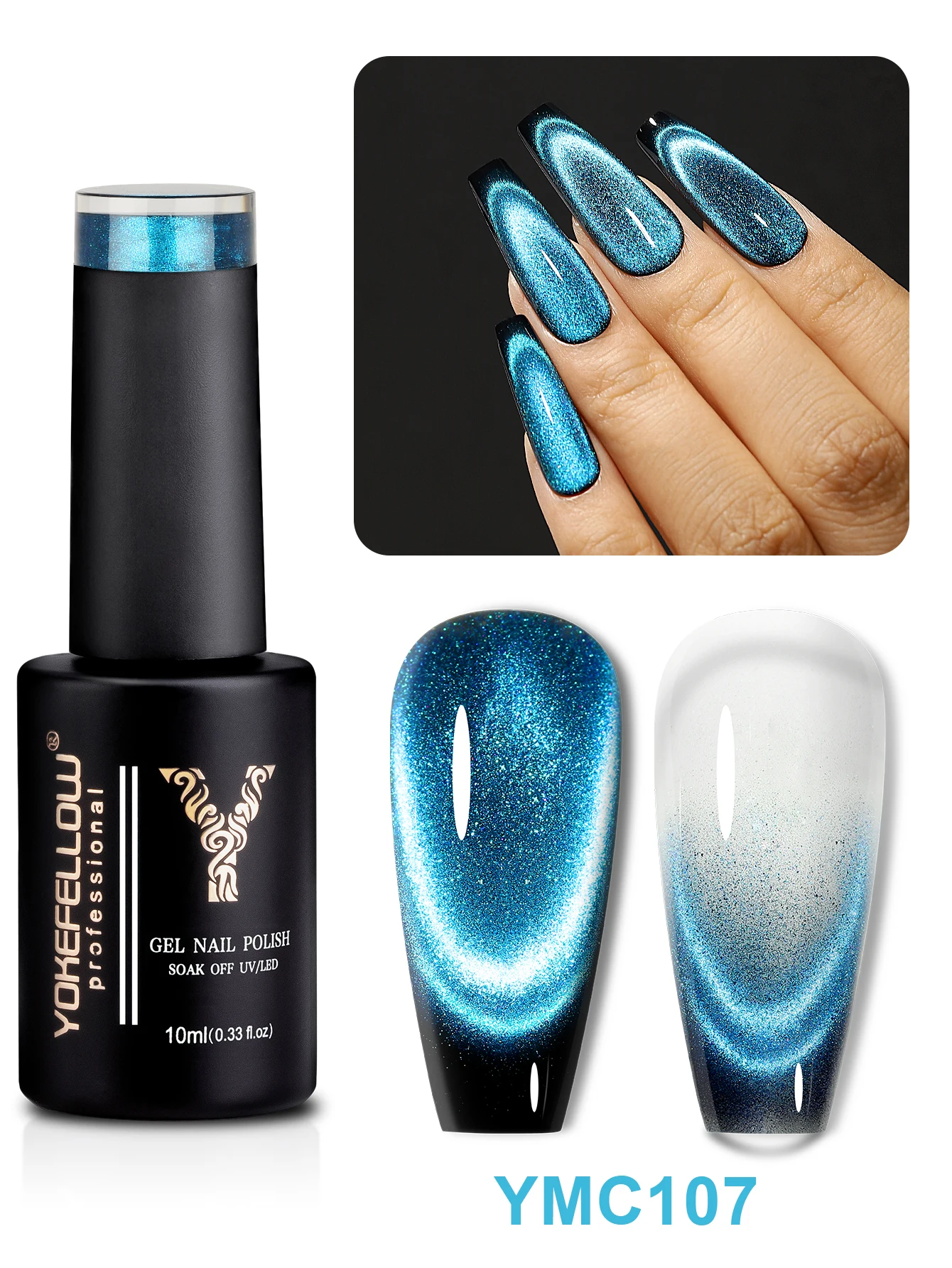 Description Picture 2 of itemYOKEFELLOW 10ml Green Blue Dream Cat Magnetic Gel Nail Polish Semi Permanent Soak Off UV LED Manicure For Nail Art Gel Varnish