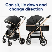 Poussette légère OWJHE pour bébé, poussette à quatre roues, poussette de voyage, poussette pliable haute, poussette tout-terrain 2