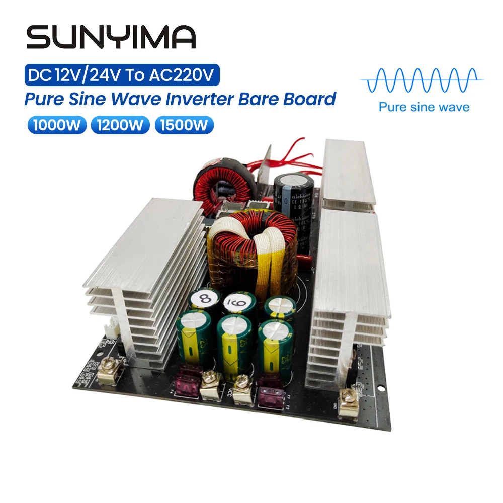 

SUNYIMA 1000W 1200W 1500W DC to AC Pure Sine Wave Inverter Board 12V/24V to 220V Converter 50HZ Power Supply Circuit Board
