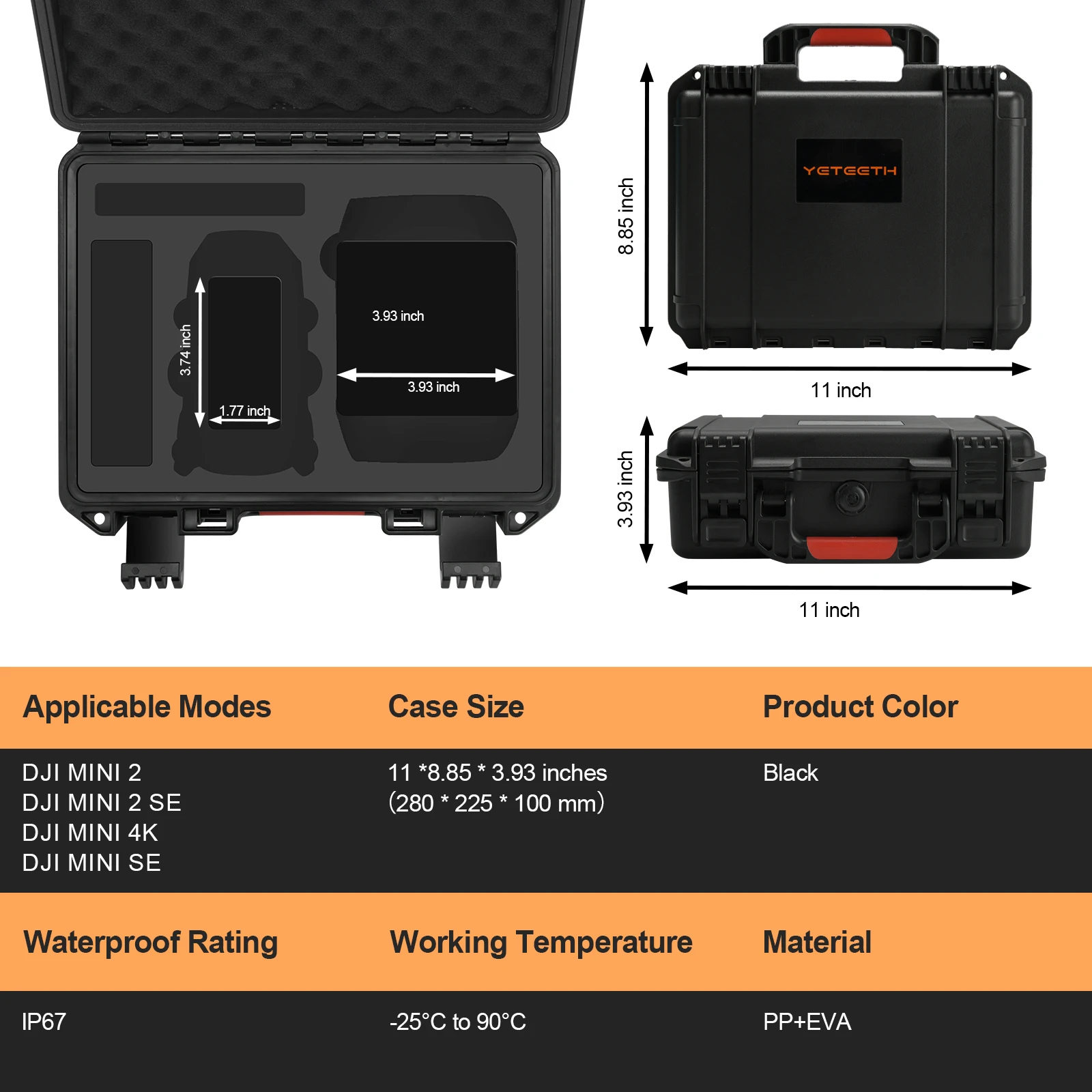Étanche Drone Case pour DJI Mini 2/SE/4K - Sac de Transport Portable