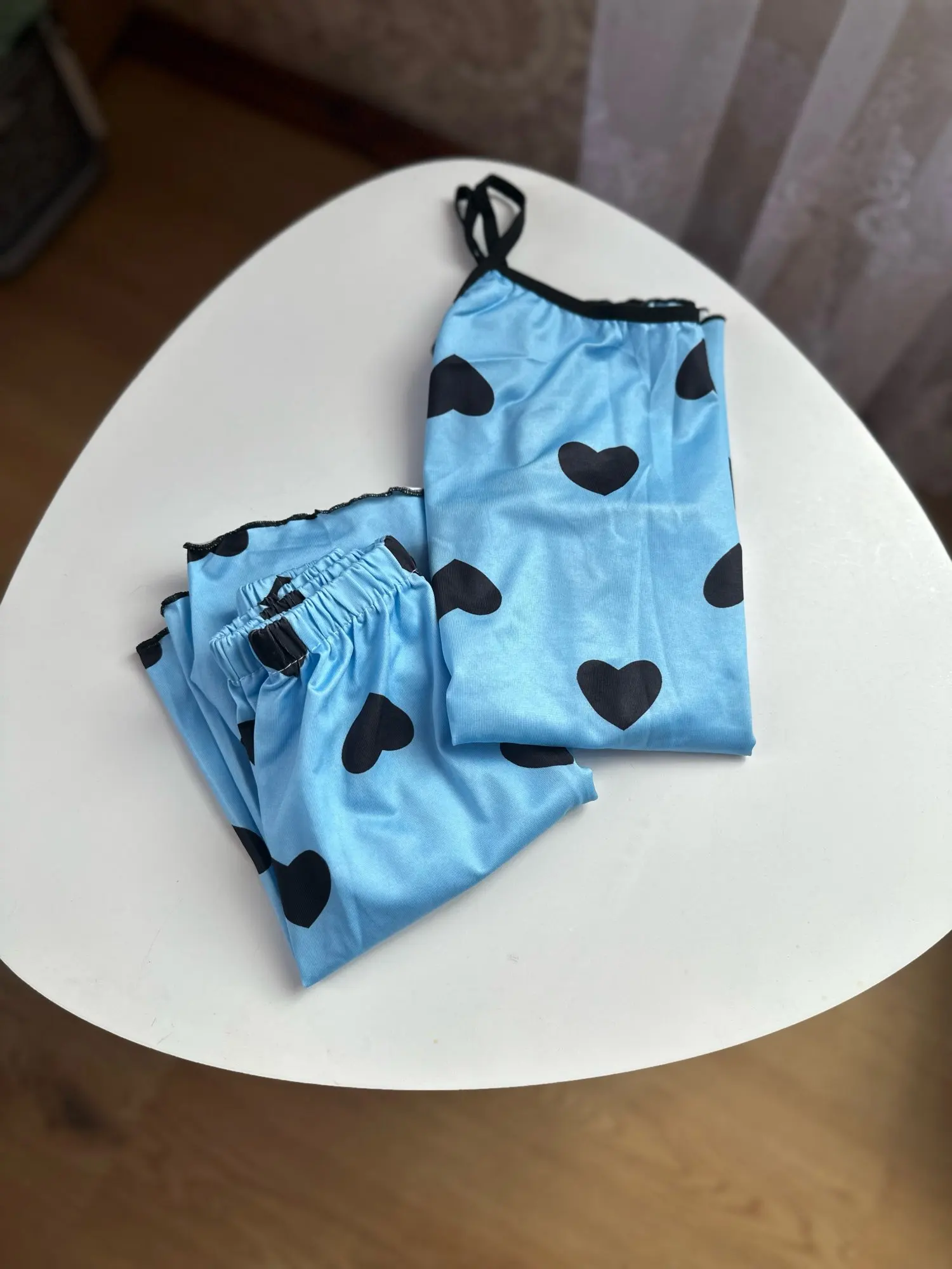 Charming Pink Heart Pajama Set for Effortless Summer Comfort photo review