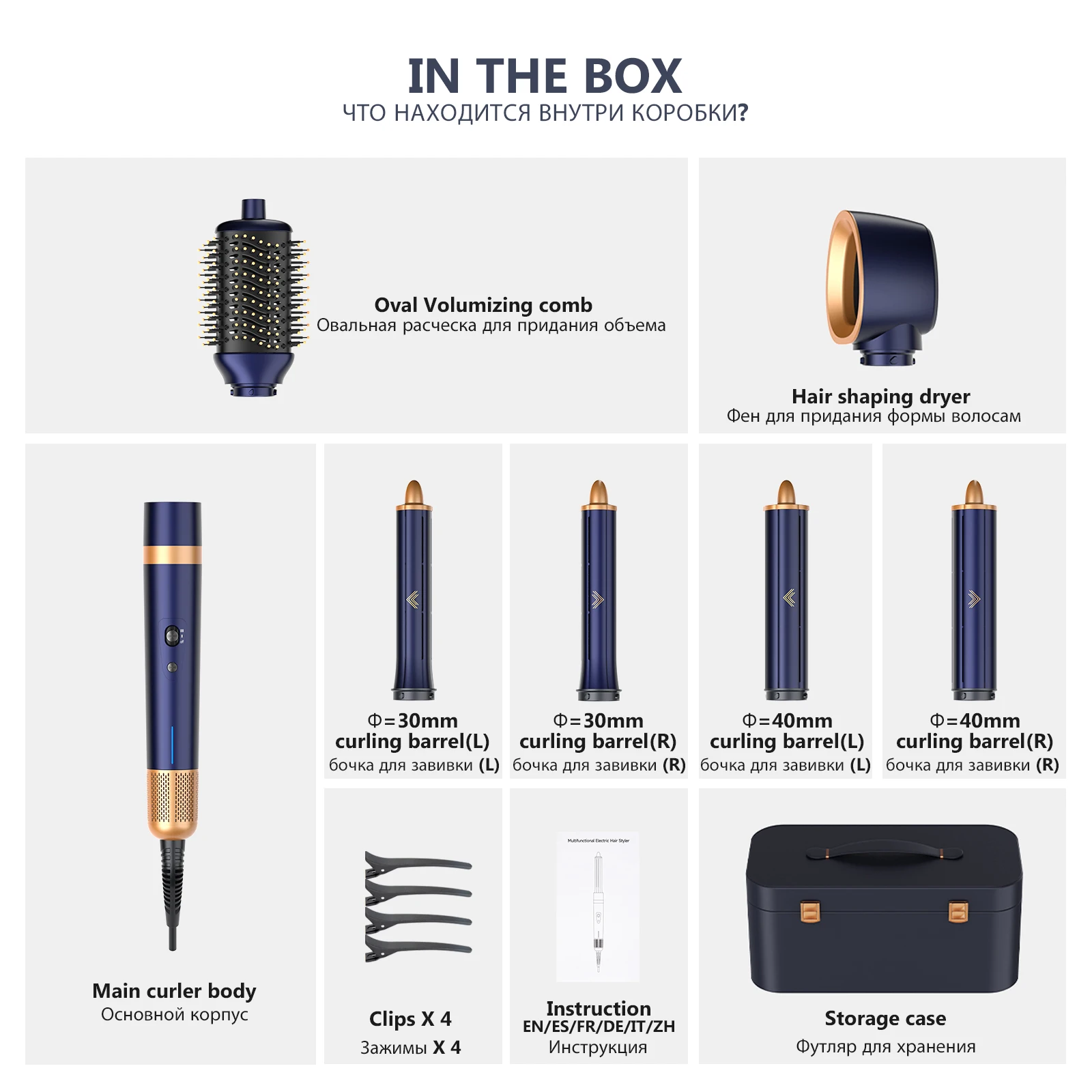 Negative Ion Hair Dryer Airwrap 6-in-1 Multi-Styler, Powerful Hair Dryer Brush & Multi-Styler with Auto-Wrap Curlers 6
