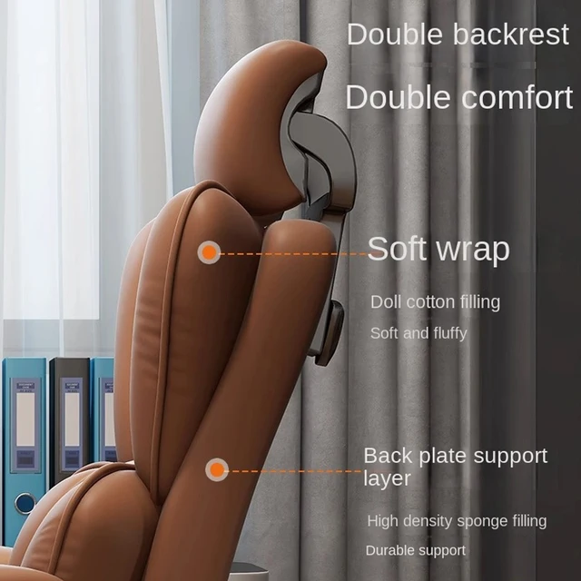 Comfortable Sedentary Ergonomic Chair Latex Pads Steel Feet PU Leather