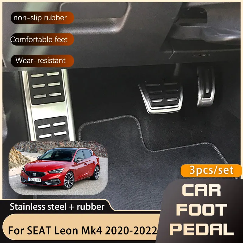 

Автомобильные ножные педали для SEAT Leon Cupra Leon Mk4 KL1 KL8 2020 2021 2022 из нержавеющей стали, газовый тормоз, реставратная педаль, протектор колодки на MT