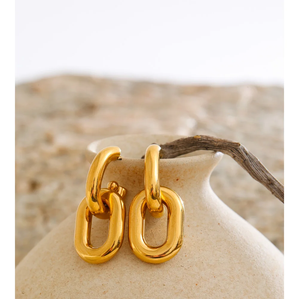 Yhpup Earrings Geometric Chunky Drop