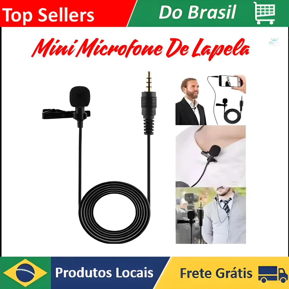 Mini Microfone De Lapela Profissional Plug P2 JH-043 Gravação Voz