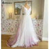 Lakshmigown Print Flower Garden Tulle Wedding Dress with Cape Women Sleeveless A Line V Neck Wedding Gowns for Bridal 1