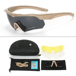 Enhanced Polarized Tactical Goggles with Multi - Lens Set for Outdoor Sports & Safety (Polarized - Tan)