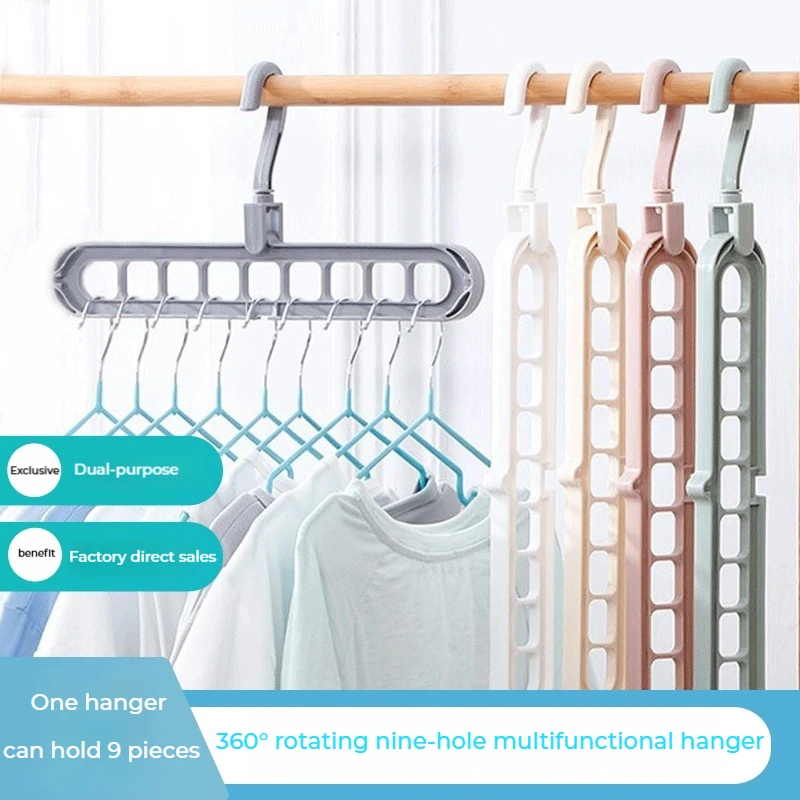 9-hole hanger 360&deg; rotating folding hanger space-saving storage rack clothes and pants storage durable home dormitory