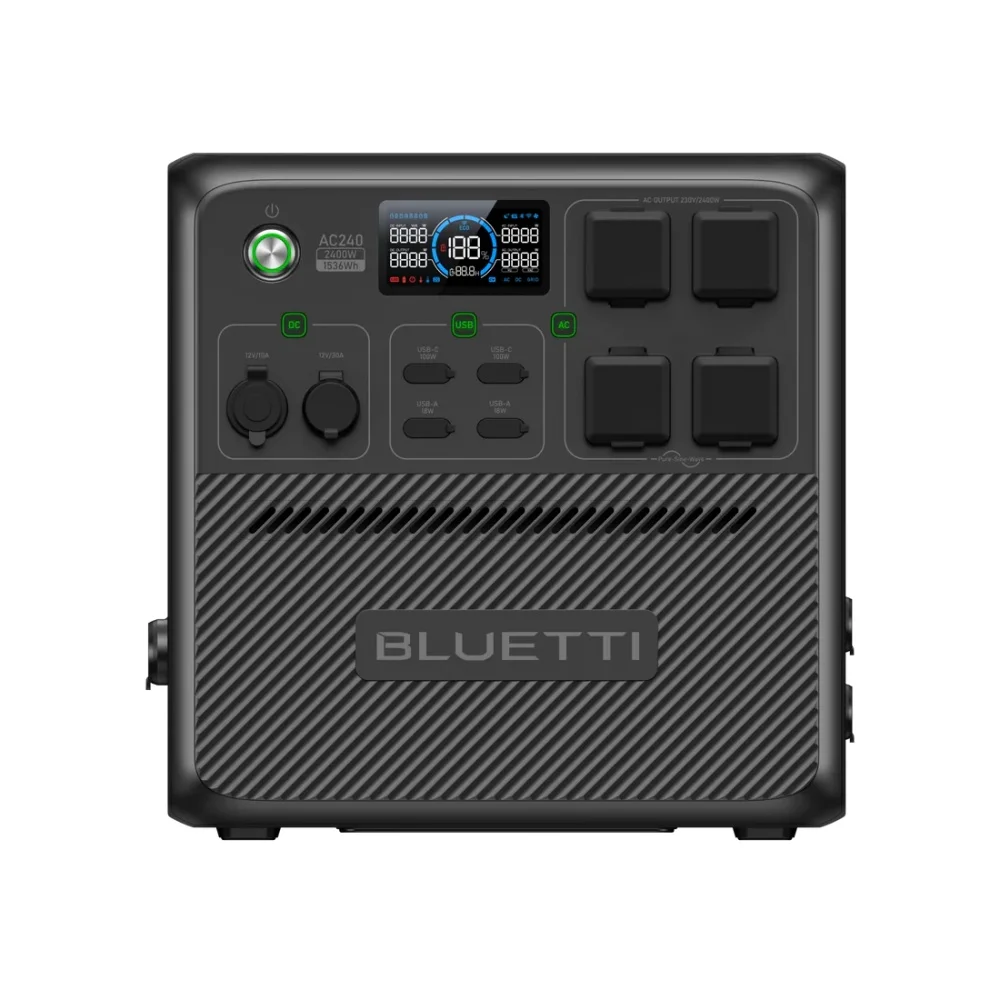 【US Plug】BLUETTI Portable Power Station AC240 and B210 External Battery, 3686Wh LiFePO4 Battery Backup  2400W AC Outlets, 6