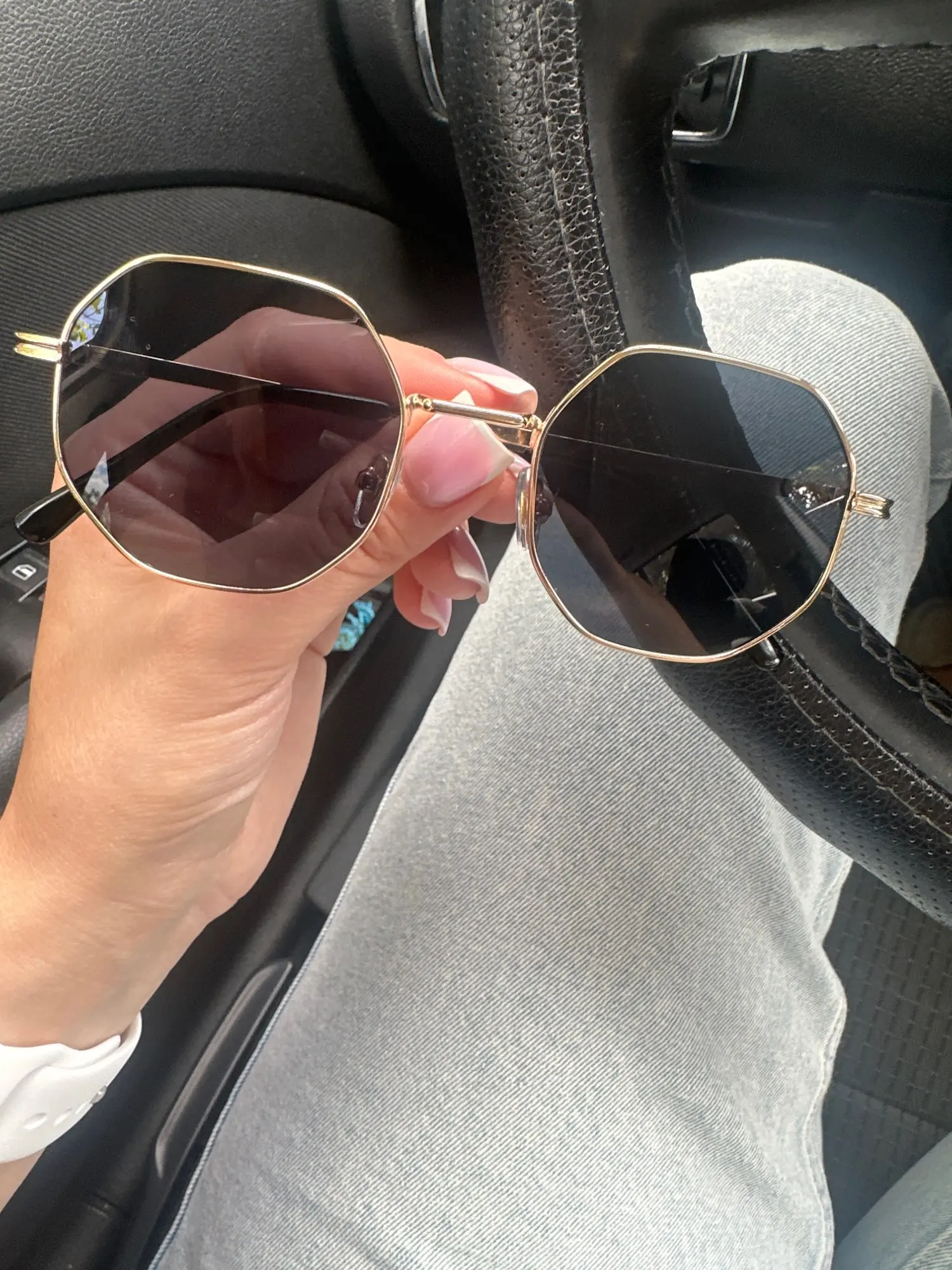 Polygon Metal Sunglasses Vintage Mirror Luxury Unisex photo review