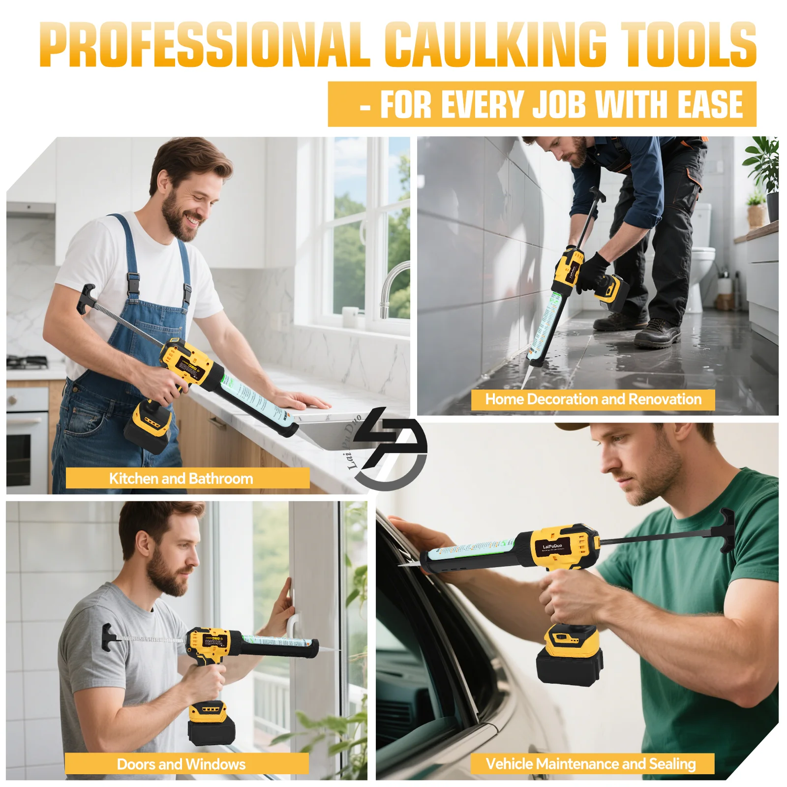 Electric Caulking Gun Glass Glue Gun 6 Speeds 10oz Cordless Silicone Gun Filling