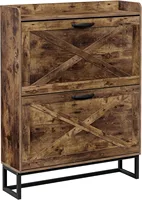 Shoe Cabinet with 2 Flip Drawers, Hidden Shoe Storage Cabinet for Entryway, Narrow Shoe Rack, Freestanding Slim Shoe 5