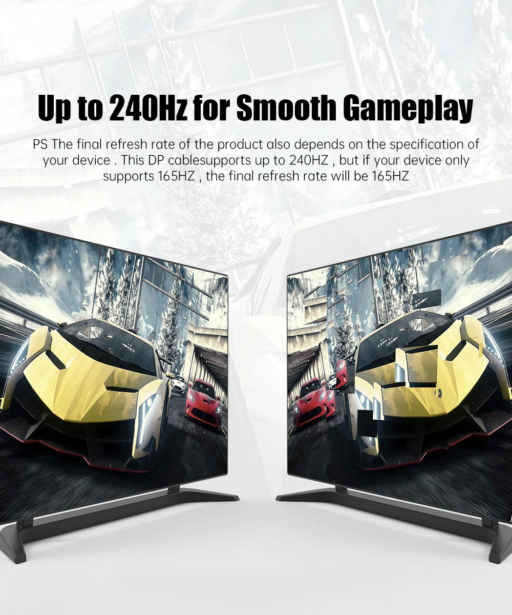 Novos Cabos de 1.4 dp Displayport para Mini dp Suporte 8k 60hz 4k 144hz 120hz 2k 165hz 32.4gbps Hdr Cabo de Vídeo 2023 - Image 2