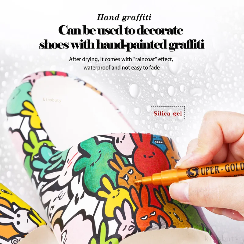 락 페인팅, 매니큐어 스톤, 세라믹, 유리, 목재, 직물, 카드 스톡, 0.7mm 페인트 마커용 금속 아크릴 페인트 펜