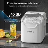 LOEFME Machine à Glaçons Portable 12kg/24h 8 Glaçons en 6-13 Min Auto-Nettoyante LED avec Taille de Glaçons Réglable Réservoir d’Eau 0,8L 5