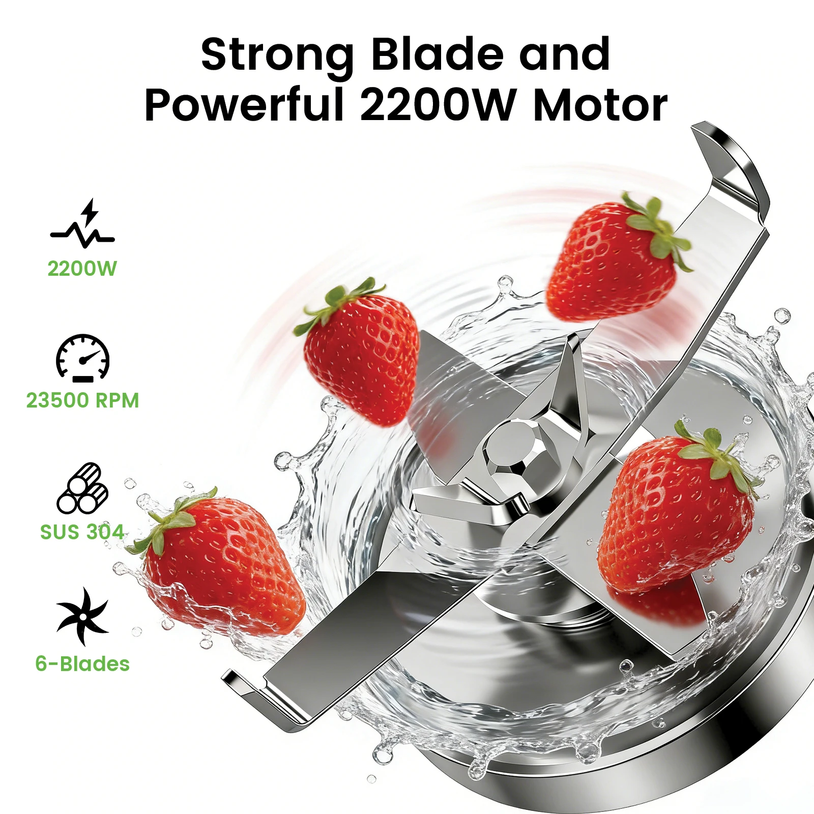 68oz Commercial Blender with Quiet Shield 2200W 6 in 1 Countertop Food Processor Easy Cleaning, for Juice, Ice Shakes, Smoothies 2