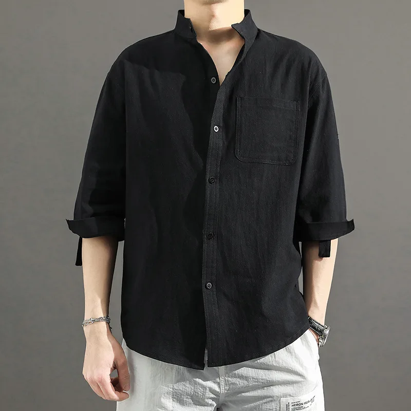 Summer Men's Short-Sleeved T-shirt Cotton and Linen Led Casual Breathable Polo Shirts S-3XL Mens Shirts