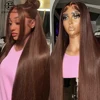 30 Inch Bone Straight 13x4 Synthetic Lace Front Wigs Pre Plucked Heat Resistant Fiber Free Parting Natural Hairline Glueless Wig 1