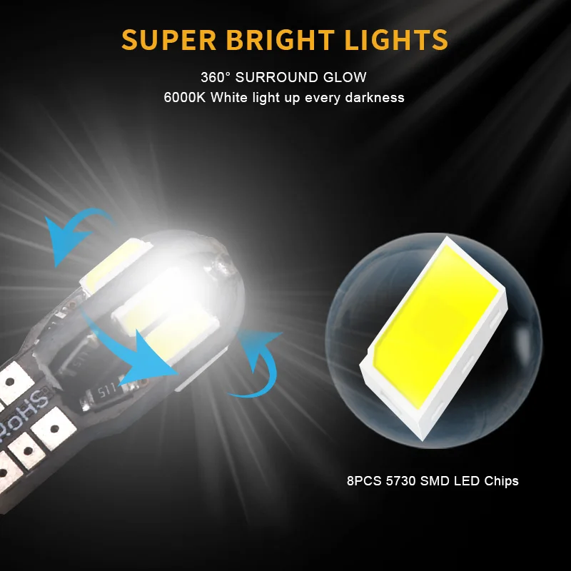 LED ڵ ׸   , , ڵ ȣ , W5W T10 LED  Canbus 5730 8SMD 12V 6000K 194 168, 10 