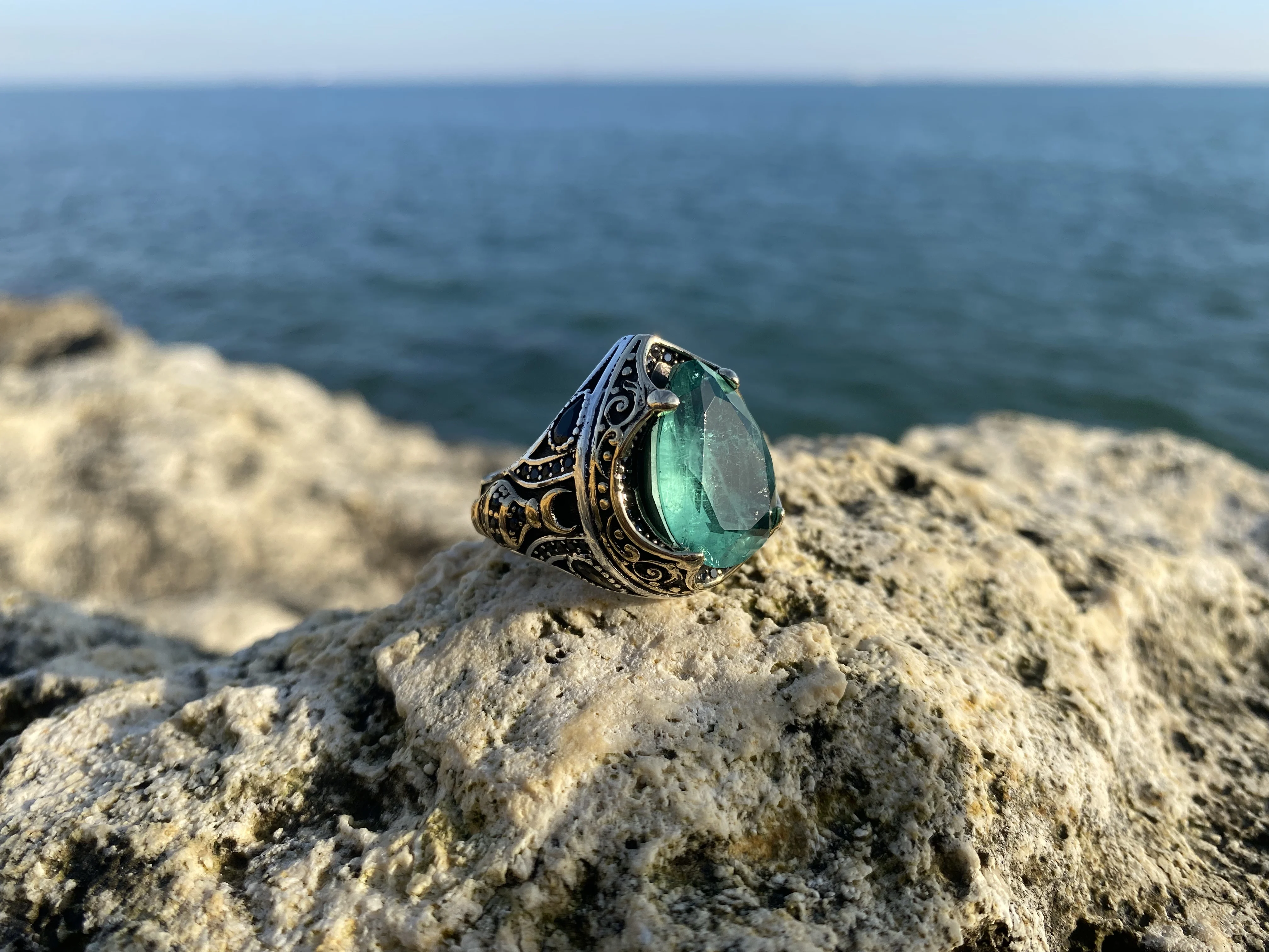 

Sultan Series - Special Desing Silver Ring With Tourmaline Stone Fashion Turkish Premium Quality Handmade Jawelery, gift,