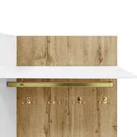 Comanlai Ensemble de garde-robe avec miroir, 6 patères dorés, armoire à chaussures, porte-manteau mural, rangement supérieur, banc, éclairage LED 16 couleurs 6