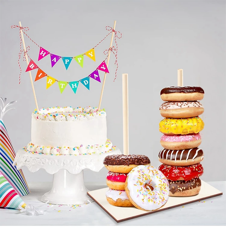 Description Picture 5 of itemWooden Donut Stand Reusable Stands Holder 0-5 Number Signs Dessert Candy Bar Wedding Birthday Party Supplies Baby Shower Decor