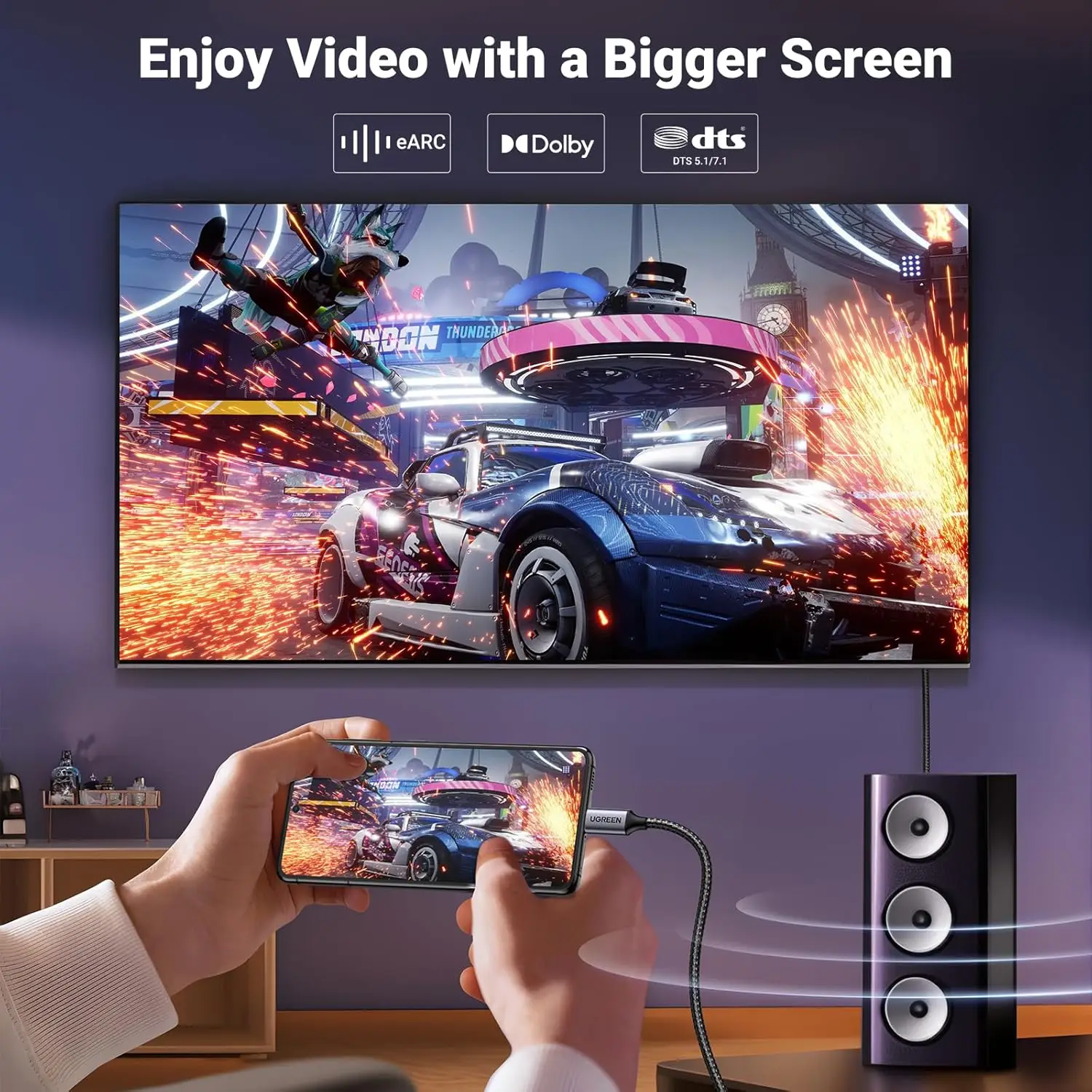 Premium USB-C to HDMI 2.1 Cable - 8K 60Hz & 4K 120Hz, 48Gbps with HDR & HDCP2.3 Support