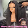 250% Kinky Straight Glueless Wig Ready To Wear And Go 13x6 Hd Yaki Straight Lace Front Human Hair Wigs For Women 30 36 Inch 1